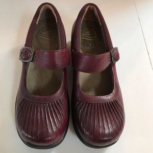 Dansko Cranberry Pleated Leather Mary Janes